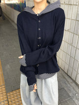 ベンストライプフィンガーホールフーディ (3c)