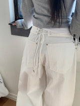 Mild Back Lace-Up Corset Balloon Wide Pants
