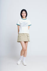 ユニバーサルプリント ½Tシャツ (ivory/green)