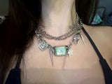 Y2K clock choker necklace