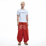 レタリングバルーンスウェットパンツ - RED
