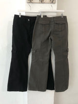 Low cargo bootcut pants