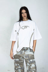 メッシュパッチワークビンテージルーズTシャツ
