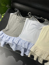 Feminine Double Strap Layered Frill Blouse