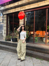 string low-rise cargo pants