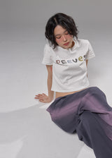 スキャニードニードルワーククロッピードTシャツ (White)