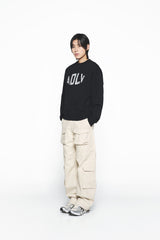 25SS ファブリックアップリケスウェットシャツ ブラック