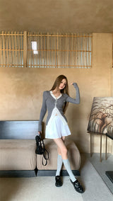Bow Burton Layered Slit Long Sleeve Knitwear