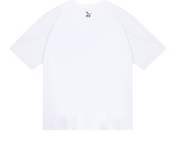 [mnem] olive print oversized t-shirt (white)