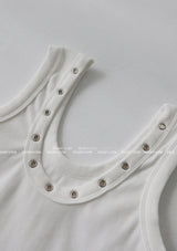 U-neck Punching Eyelet Ribbed Sleeveless