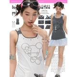 BETWEENAND xsunonebird Summer two-color beaded fake pocket V-neck top for women, used to cover the breasts