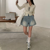 [BELLIDE MADE] Vivid, collar neck rib knit cardigan