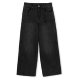 BLACK DENIM WIDE JEANS