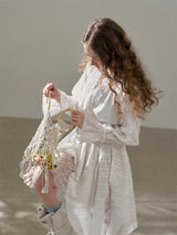 Cotton Embroidered Lace Flower Beads Romantic Dress