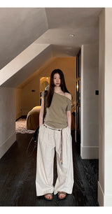 Khaki Collection オーバーサイズショルダー 半袖Tシャツ