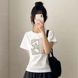 E★ ストライプパッチクロップショートスリーブTシャツ(4 colors)