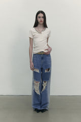 STITCH POINT SLIM FIT T-SHIRT [IVORY]