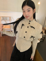 ボウケープ2ピース長袖ニット