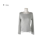 アンプボートネックピーチ長袖Tシャツ