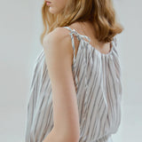 BLOSSOM HALTER NECK SLEEVELESS TOP [STRIPE BLACK]