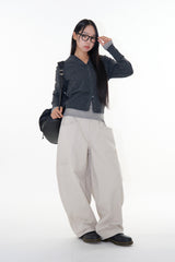 Button hood cardigan