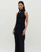 Satin Draped Trousers _ BLACK