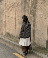 Milk Stripe Dangara Striped Hooded Knitwear