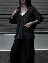 [unisex] オーバーフィットストライプシャツ (2color)