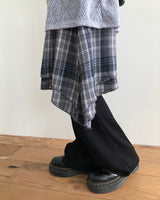 Treel Vintage Check Layered Midi Skirt