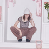 [RE] SWEET RIBBON SWEAT PANTS - BROWN/YELLOW