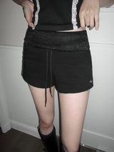 [MADE] Coquette Lace Shirred Fold-Over Shorts
