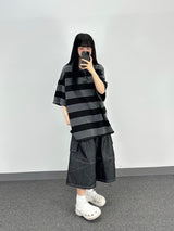 バーステッチデニムショーツ