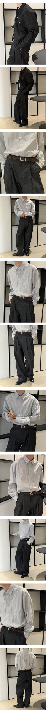 [SET UP가능] Non pade herringbone denim slacks(2color)