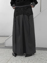 Liboen Ribbon Tie Long Skirt