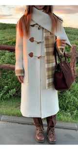 Celebrity toggle checkered long coat