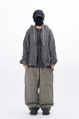 Olide Pigment Dyed Embroidery Hooded Zip-Up