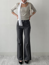 Ribbed Deep U-Neck Crop T-Shirt