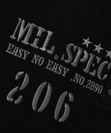 ミリタリーエンブレムヘンリーネッククロップドTシャツ - ブラック