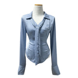 Vella Romantic Silky Slim Tie Blouse (4 colors)