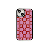 フラワーチェックパターンエポキシバンパーケース (pink)