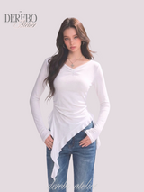 Side Shirring Lady Long Sleeve T-shirt