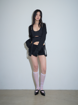 Hood Cropped Cardigan Black