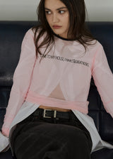 プリントメッシュTシャツ_ピンク