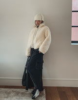 Light Boucle String Fur Jacket