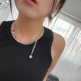 Red Wet Ball Chain Necklace