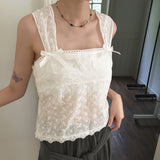 Cosh punching see-through ribbon sleeveless blouse