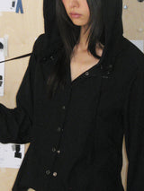 SNAP HOODIE SHIRT (BLACK)