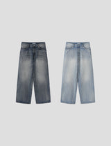 Double back pocket embossed denim pants