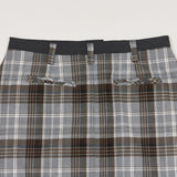 CHECK SLIT LONG SKIRT GRAY