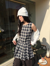 ローチェックプリーツドレス(2color)